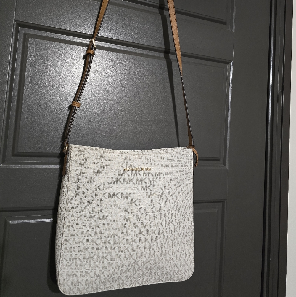 Michael Kors Beige Monogram Shoulder Bag